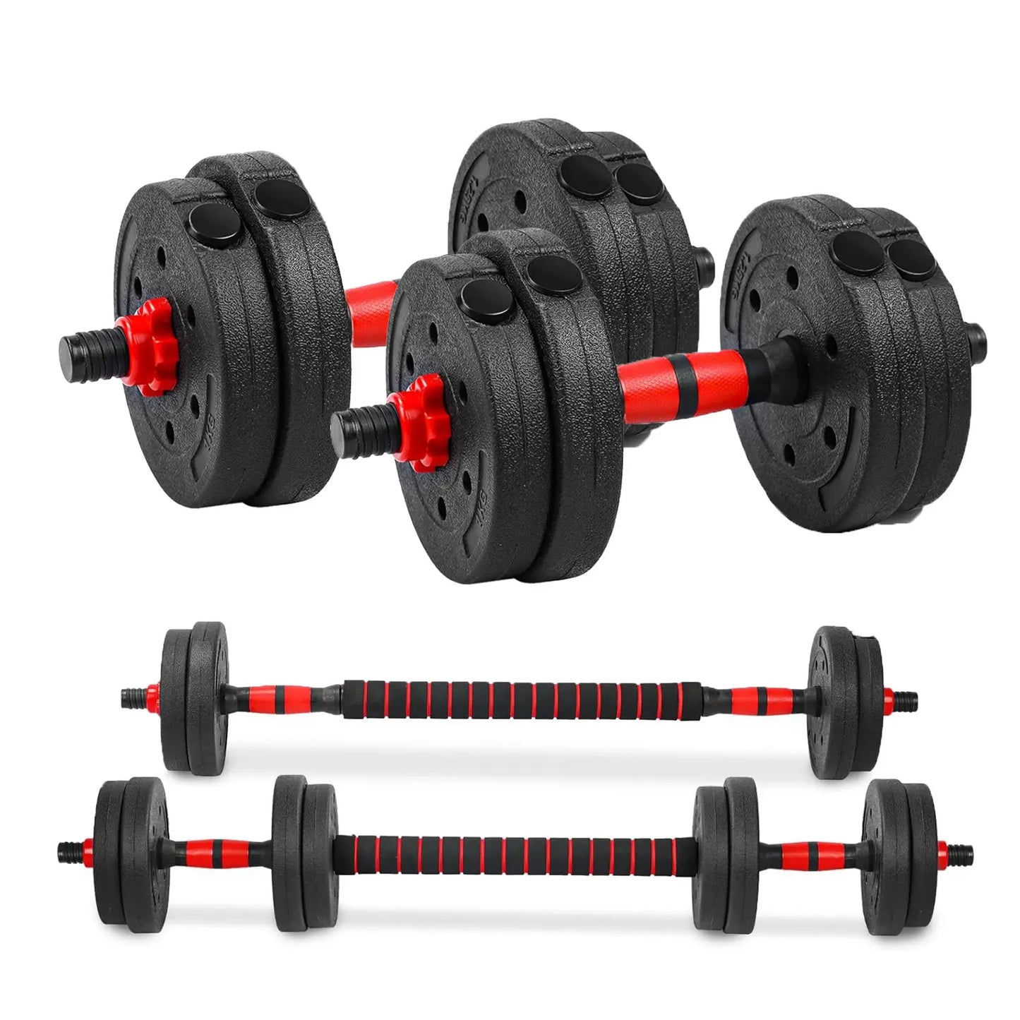 22 Lbs Adjustable Weights Dumbbells Set, Free Weights with Connector, Convertible Dumbbell Barbell Push-Up Stand Set, 3 in 1 Home Gym Fitness Weight Set for Men and Women