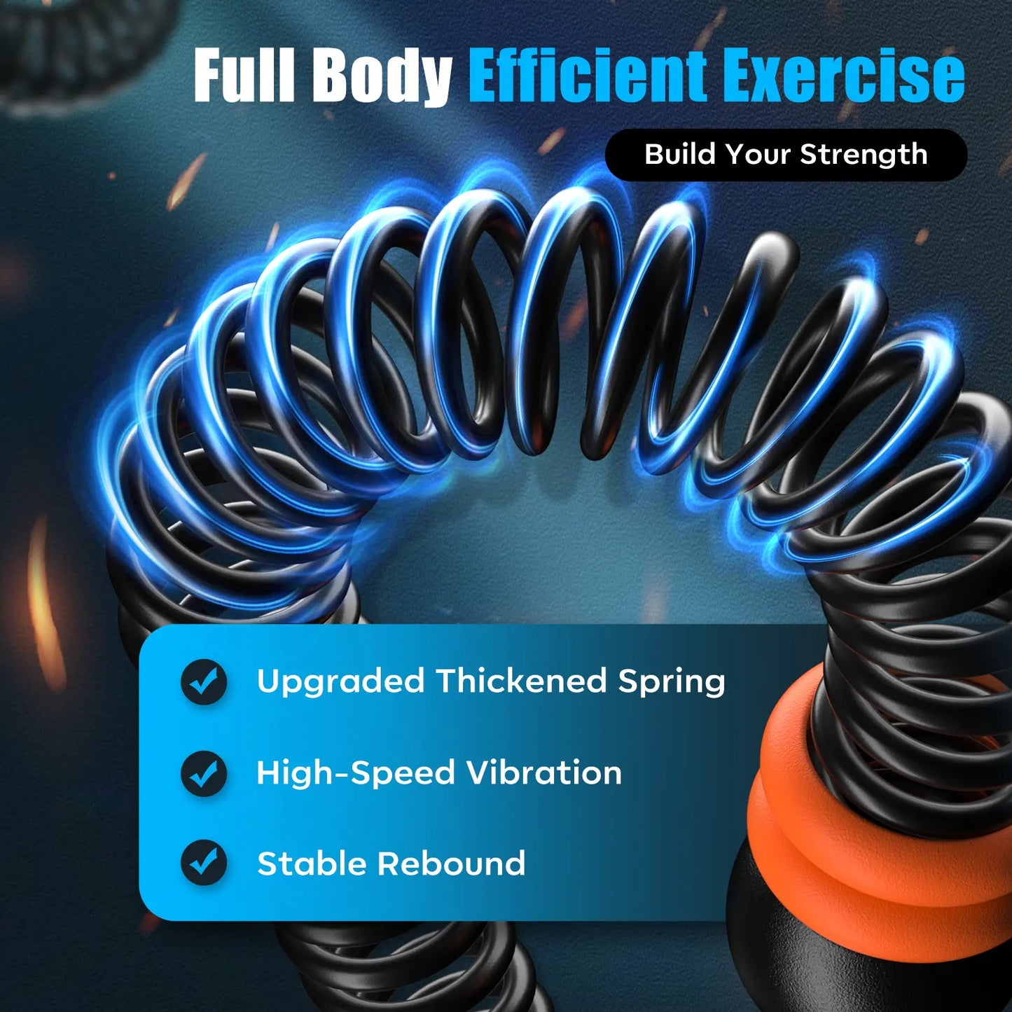 Cordless Battle Ropes with Adjustable Resistance Springs - Weighted Ropeless Battle Rope for Home Gym Exercise, Portable Workout Equipment for Strength Training & Cardio Fitness