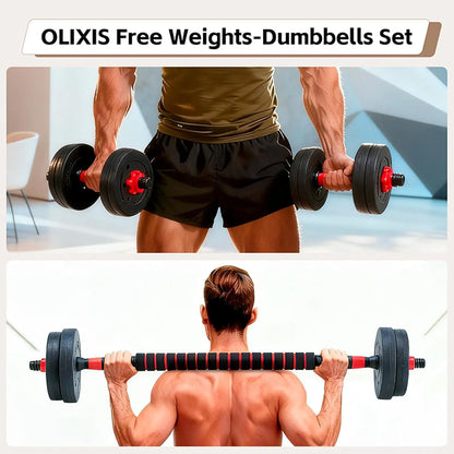 22 Lbs Adjustable Weights Dumbbells Set, Free Weights with Connector, Convertible Dumbbell Barbell Push-Up Stand Set, 3 in 1 Home Gym Fitness Weight Set for Men and Women